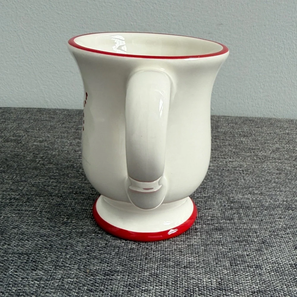 Williams-Sonoma White Red 2007 Snowman Chef Footed Mug Ceramic Winter Coffee